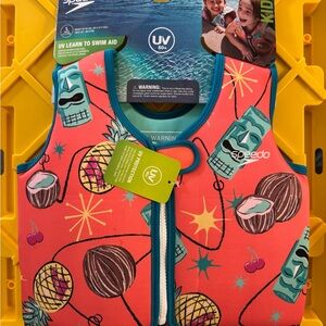 Speedo Kids Swim Vest - Coral and Aqua